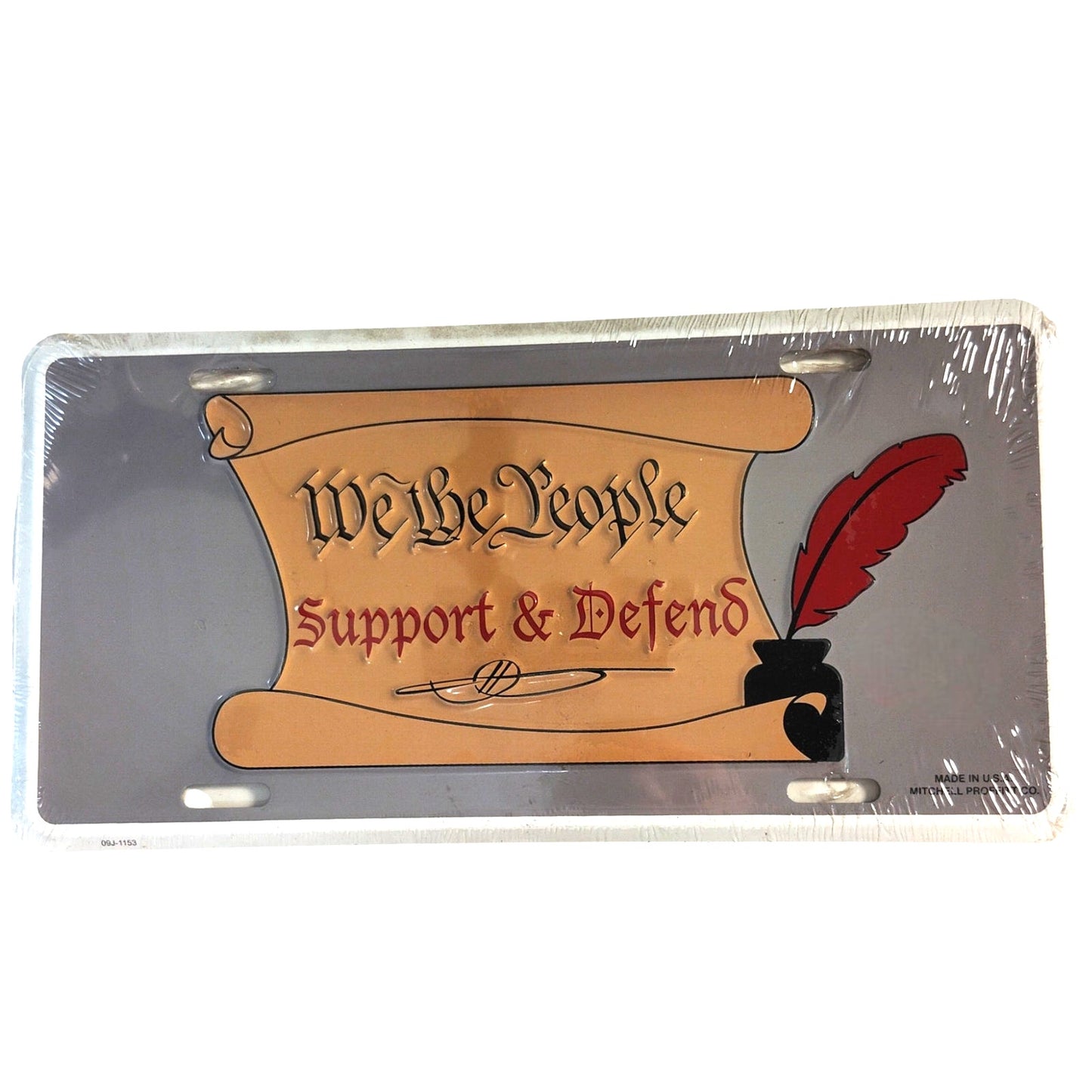 License Plate – “We the People – Support & Defend” Patriotic Scroll Design, Made in USA, 09J-1153