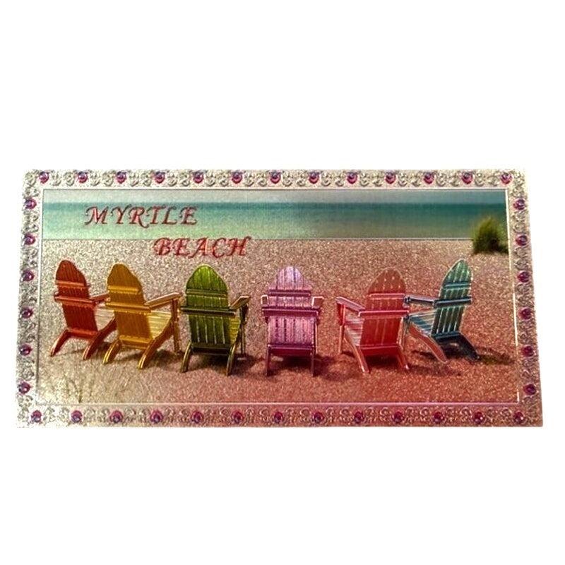 Myrtle Beach Acrylic Magnet Rainbow Beach Chairs 4" × 2" × 1/4"