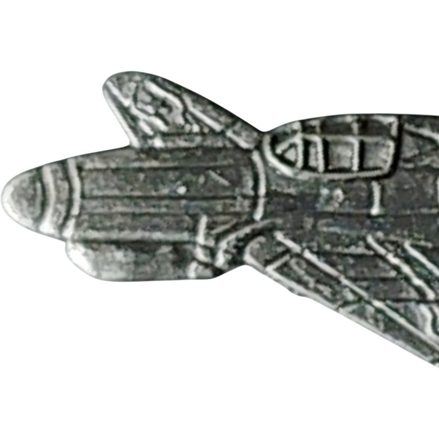 P-40 Warhawk Hat, Lapel, Brooch Pin – Patinated Silver, 1-1/2" x 5/8", Military Clutchback