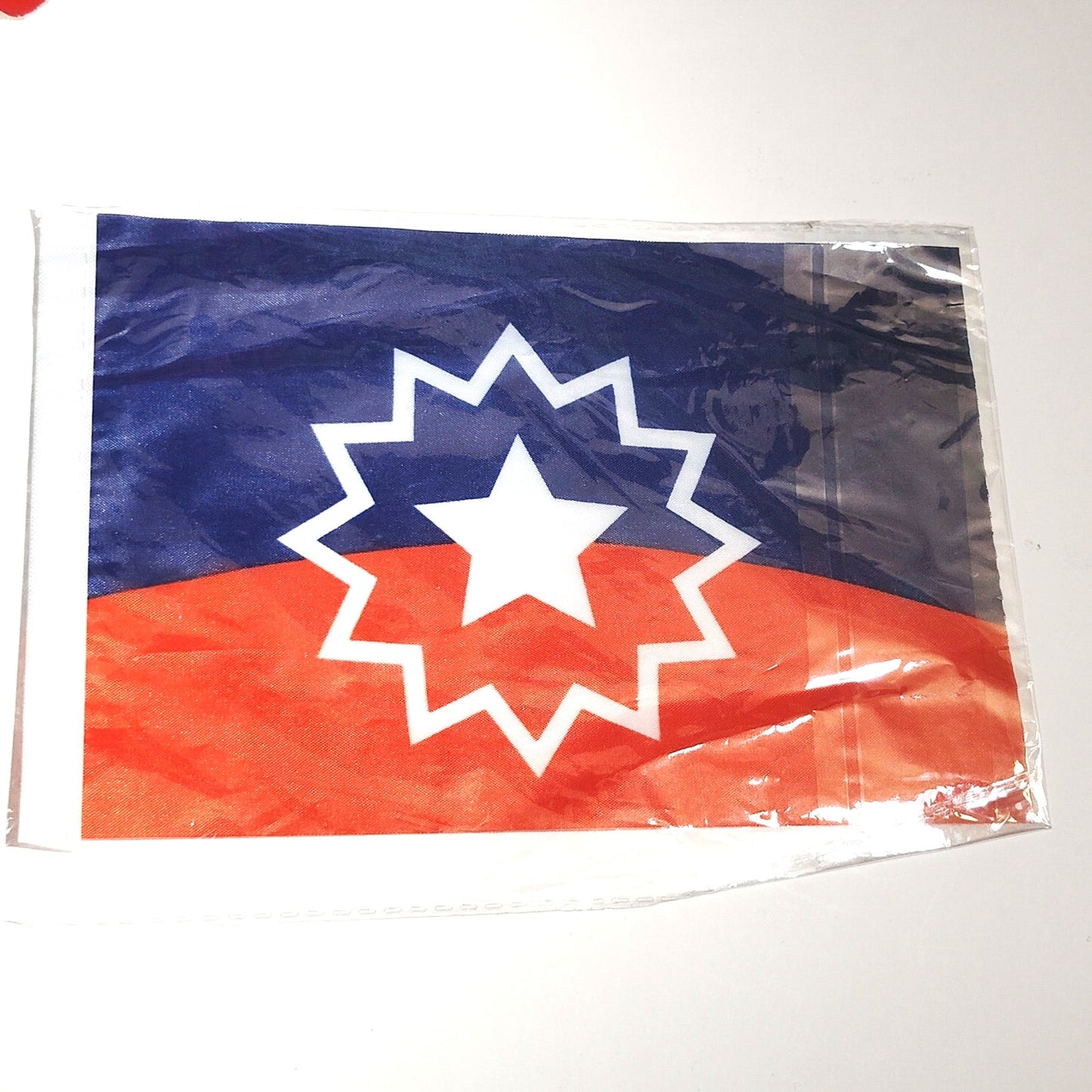 Juneteenth Table Flag 8.5" × 5.5" w/ Stand Red White Blue Star Burst Design