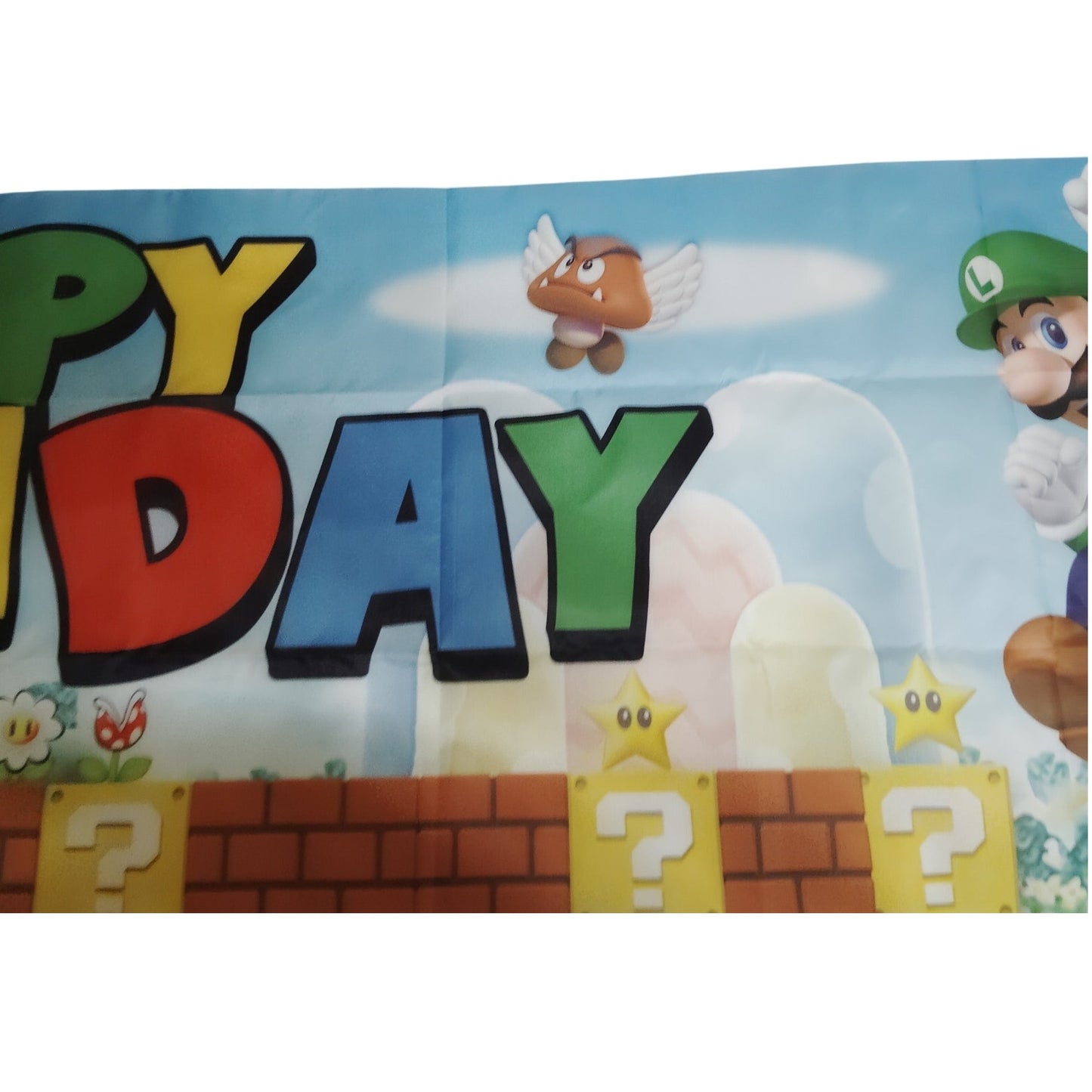 Super Mario Bros Birthday Banner 120" x 19" Includes 25 Mario Character Balloons