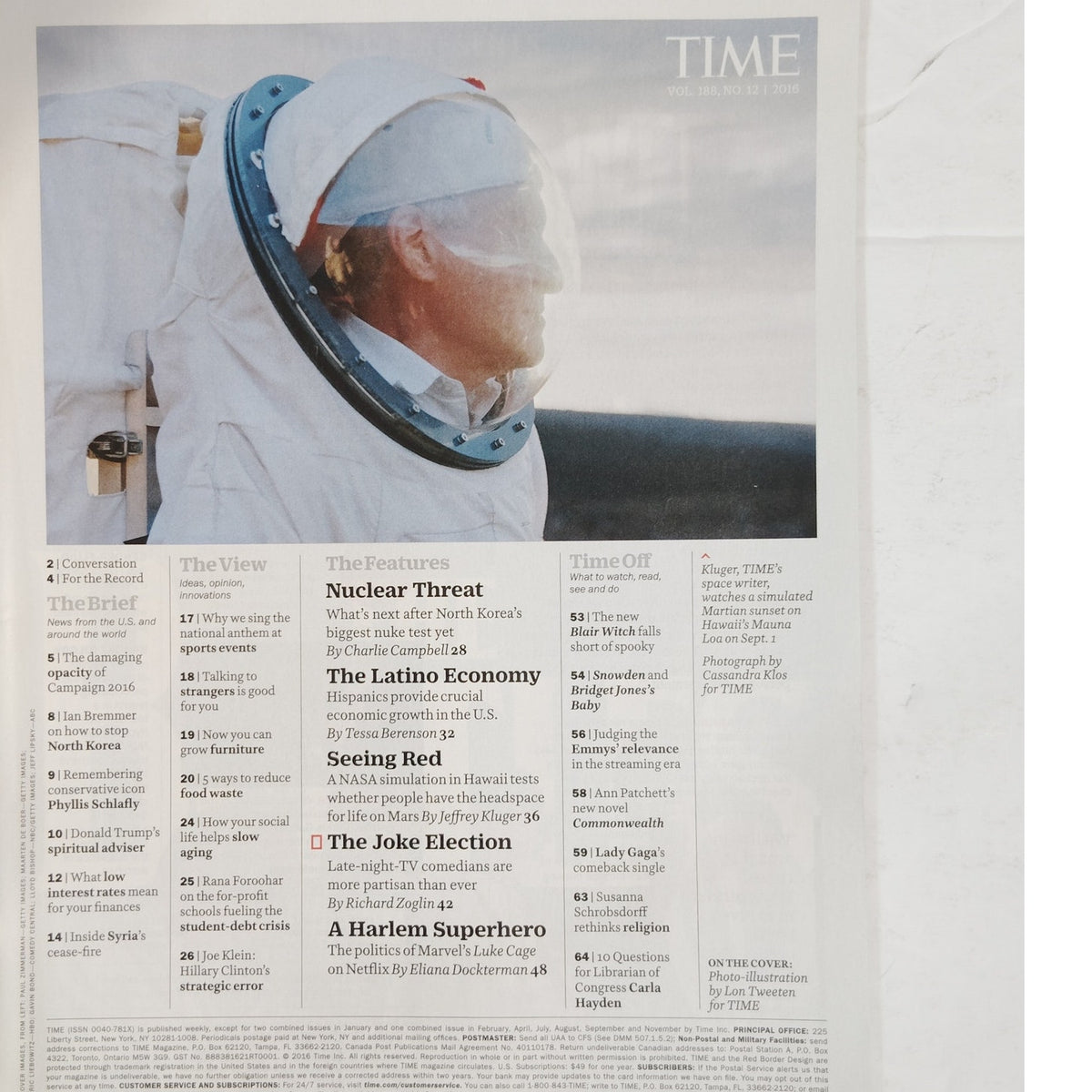 TIME Magazine September 26 2016 We Joke You Decide Late-Night Comedy Issue