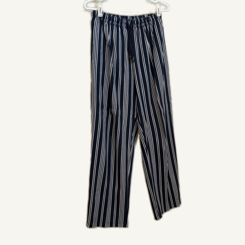 Vintage Roaman's Women's M 3PC Navy Tank, Button-Up & Striped Pants Set