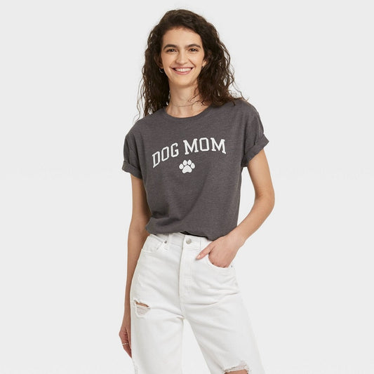 Dog Mom Graphic T-Shirt – Short Sleeve – Dark Gray – Size XL – Women’s