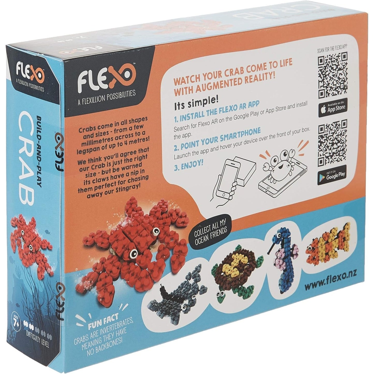 Flexo Toy Building Brick Set w/ Flexible 3D Blocks Crab Design, Stem Learning 7+