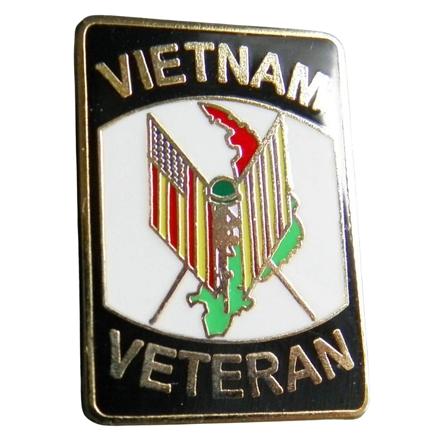 Vietnam Veteran Flags Novelty Biker Jacket Hat Lapel Pin 1" × 3/4"