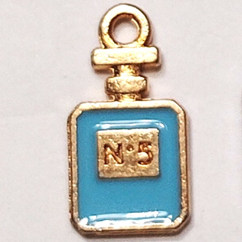 5‑Pack Perfume Bottle Charms Assorted Colors Gold‑Tone Enamel Pendants Jewelry