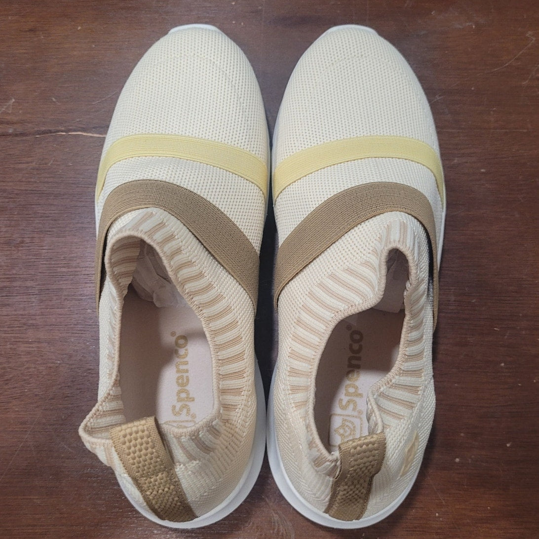 Spenco Karma Stretch Floral Sneaker, Navajo, Womens 6, Slip-On Knit Comfort Shoe