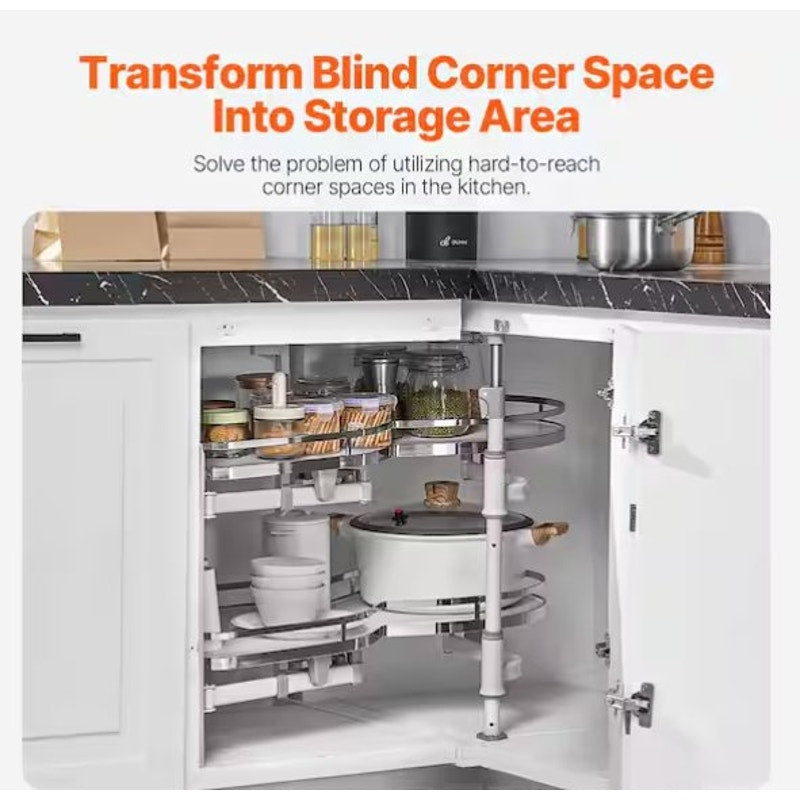 Swing Left Blind Corner Storage Pull Out 36" 2-Tier Soft Close Cloud Tray