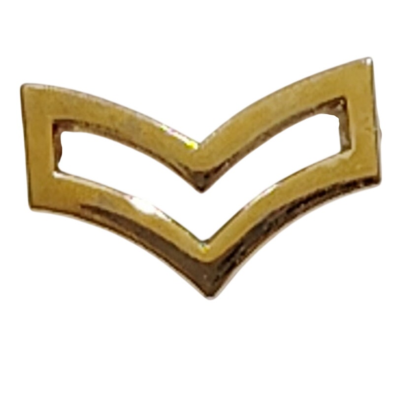Corporal Hat, Lapel Device Pin Set, 3/4"W x 3/8"H, Yellow Gold / Brass Finish