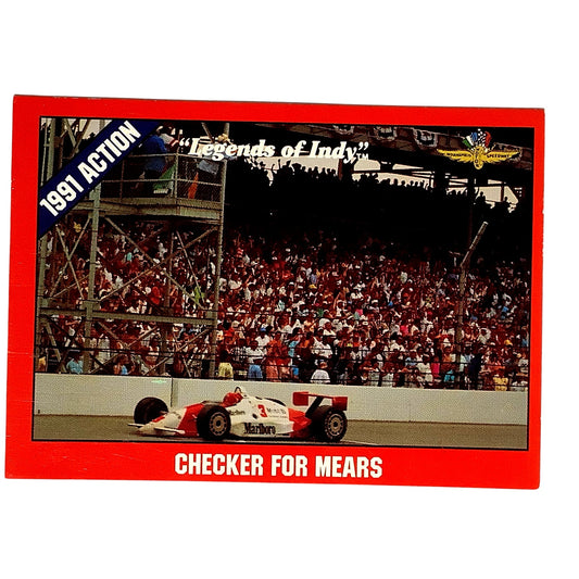Checker for Mears in the Indy 500, 1991 Action, 1992 Legends of Indy, Card No.44
