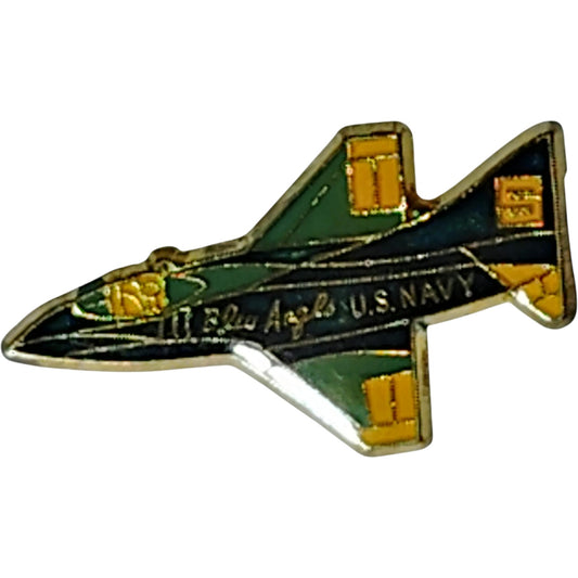 A-4 Skyhawk Blue Angels Hat, Lapel, Brooch Pin – 1-1/4" x 5/8", Rubber Backing, Blue/Yellow Enamel