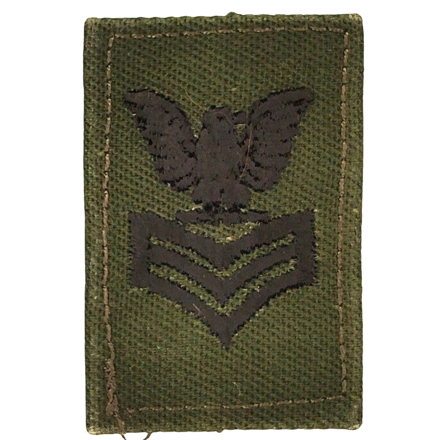 US Navy PO1 E‑6 Subdued Green Rating Device Patch 1‑3/4" × 1‑1/8" Sew‑On