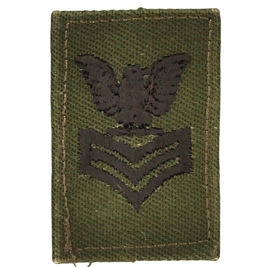 US Navy PO1 E‑6 Subdued Green Rating Device Patch 1‑3/4" × 1‑1/8" Sew‑On