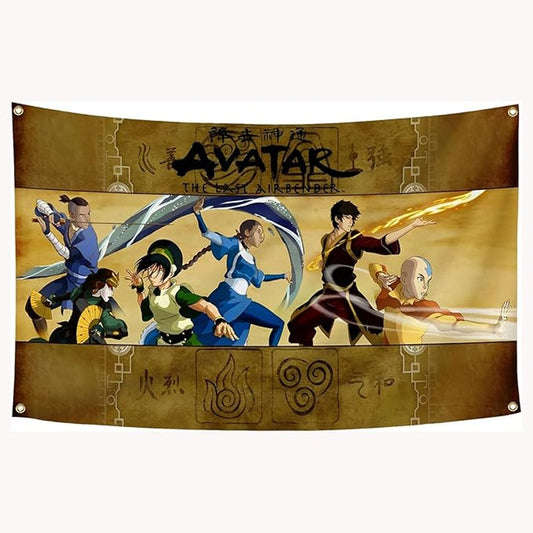 Avatar The Last Airbender Tapestry 3x5Ft Wall Banner Flag Featuring Aang & Team