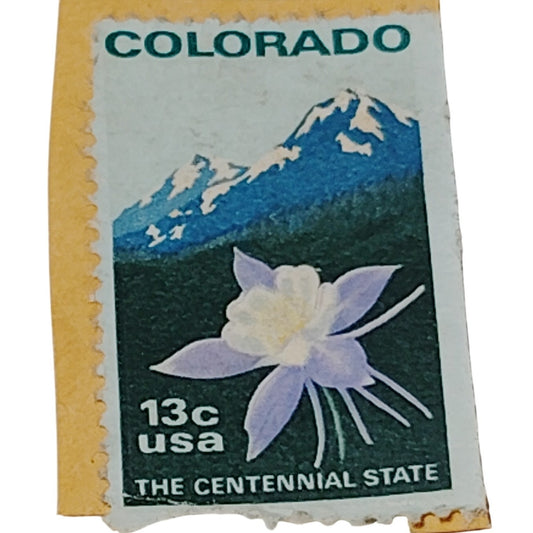1977 Colorado Centennial 13C USA Postage Stamp Columbine Rocky Mountain USPS