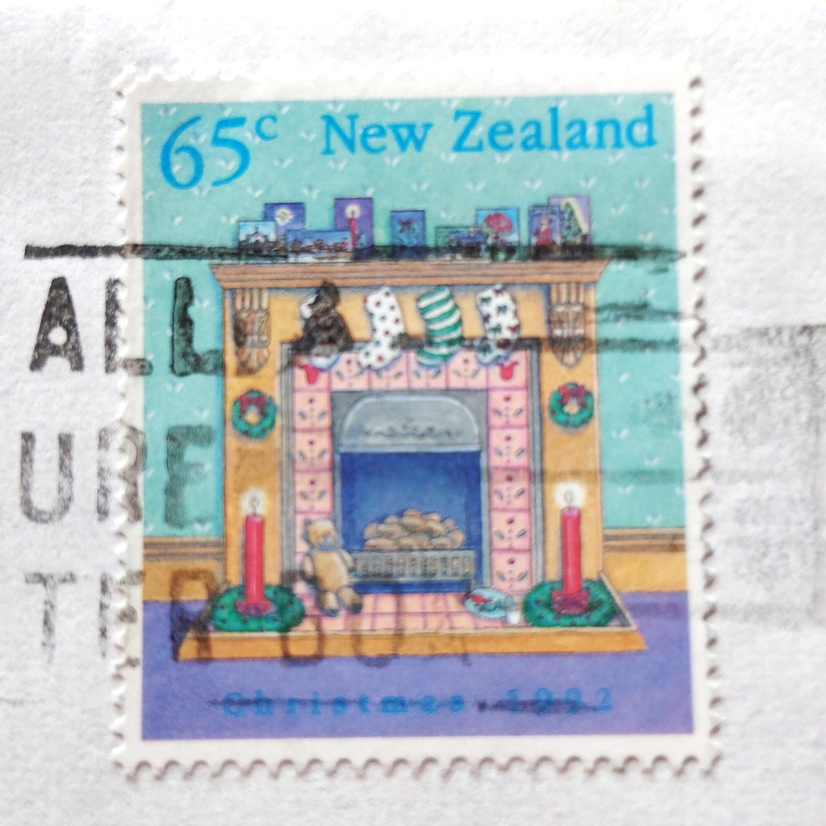 1992 New Zealand 65c Christmas Stamp Cover Wellington NZ Postmark to USA