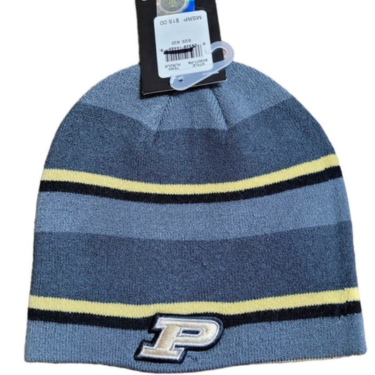 Nike Purdue Boilermakers Youth Striped Beanie Gray/Black/Old Gold, Size 8/20