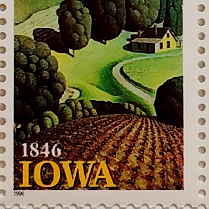 Block of 6 – 1996 USA 32¢ Iowa Statehood MNH Scott 3088 – Grant Wood Art