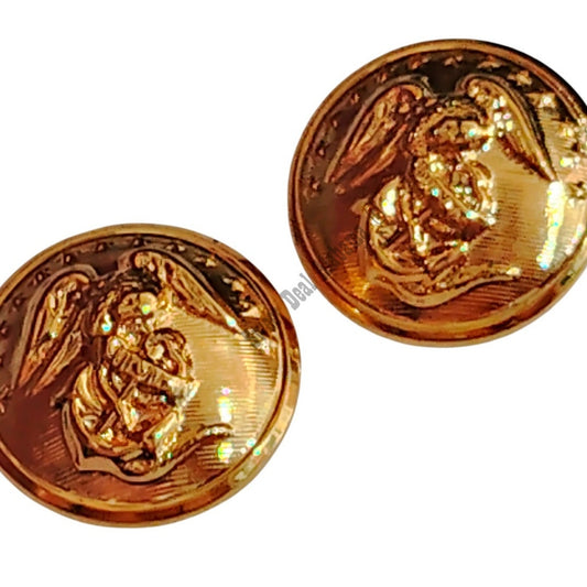 2 USMC Gold Globe and Anchor Screw Mount Buttons, Size: 28 Ligne, Approx 11/16"D