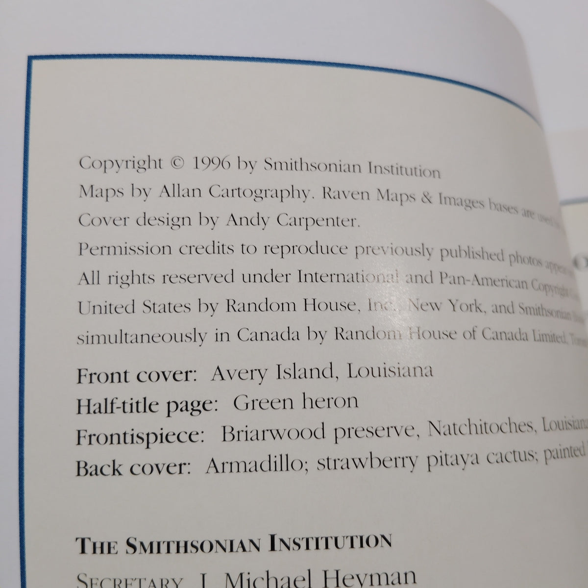 Smithsonian Guides Natural America South‑Central States TX OK AR LA MS - LN 1996