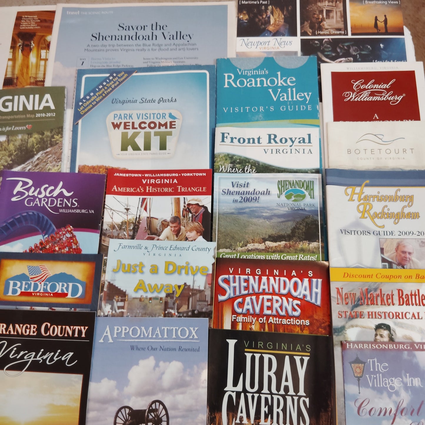 Vintage Virginia Travel Brochures & Guides - Ephemera Lot from 2010 Estate