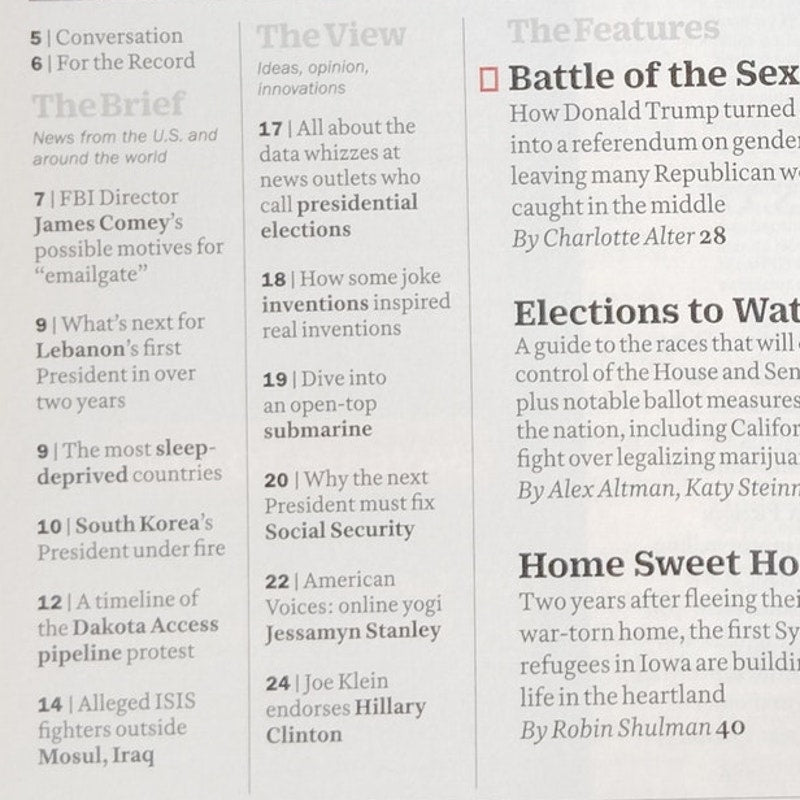 TIME Magazine Nov 14 2016 The End Is Near Clinton Trump Election Cover