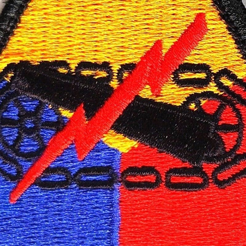 US Army Armored Forces Embroidered Patch WWII Triangle 3‑3/4" × 4" Hook Back