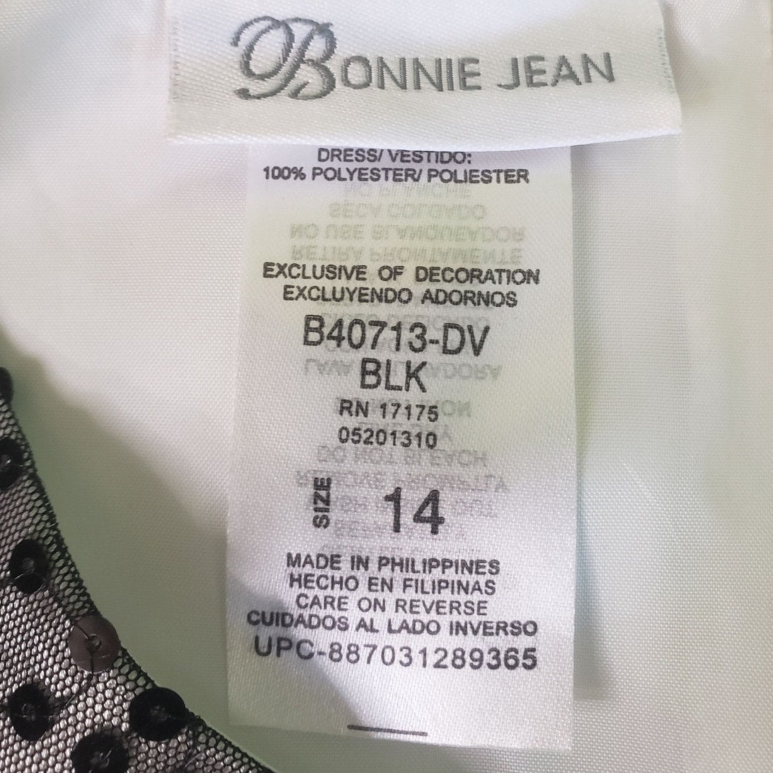 Bonnie Jean Big Girls' Sheer Bonaz Trim and Sequin Border Knee Length Dress, 14