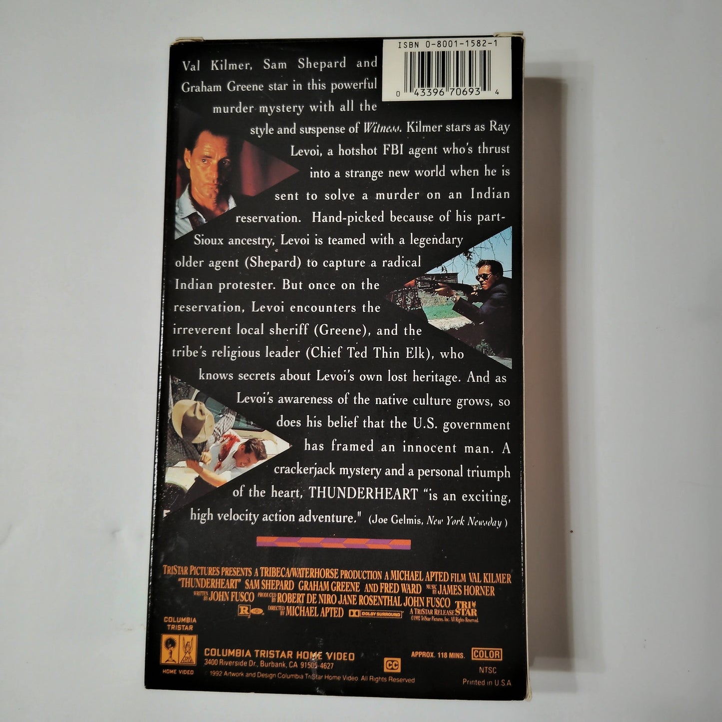 Thunderheart VHS 1992 Val Kilmer Sam Shepard Columbia TriStar Mystery Thriller