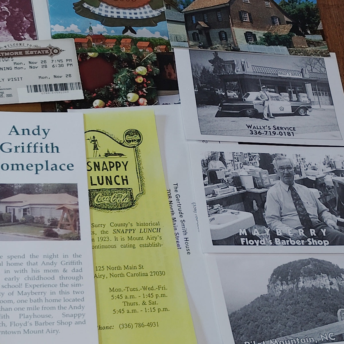 NC Ephemera Collection Vintage 2005 - Biltmore Estate, Old Salem, Andy Griffith