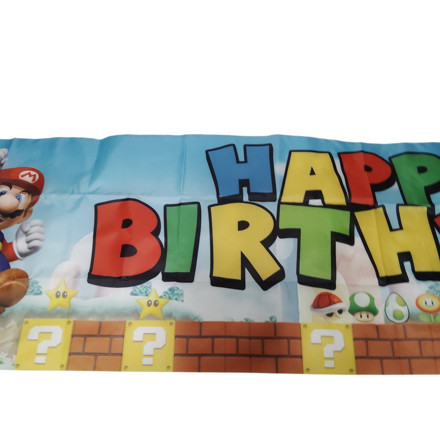 Super Mario Bros Birthday Banner 120" x 19" Includes 25 Mario Character Balloons
