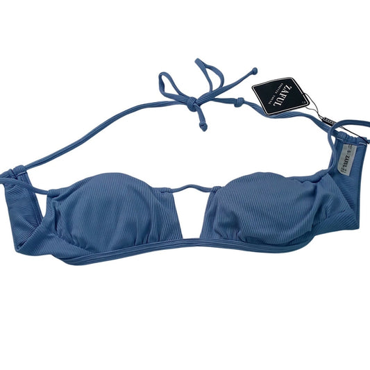 Zaful Light Blue Ribbed Bandeau Bikini Top Women’s Small (US 4) Strapless Swim