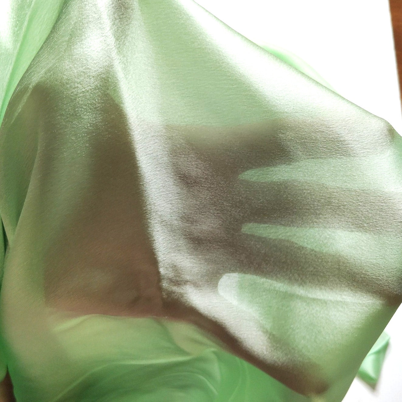 Sheer Green Silk Scarf 70" x 35" Lightweight Shiny Wrap NEW