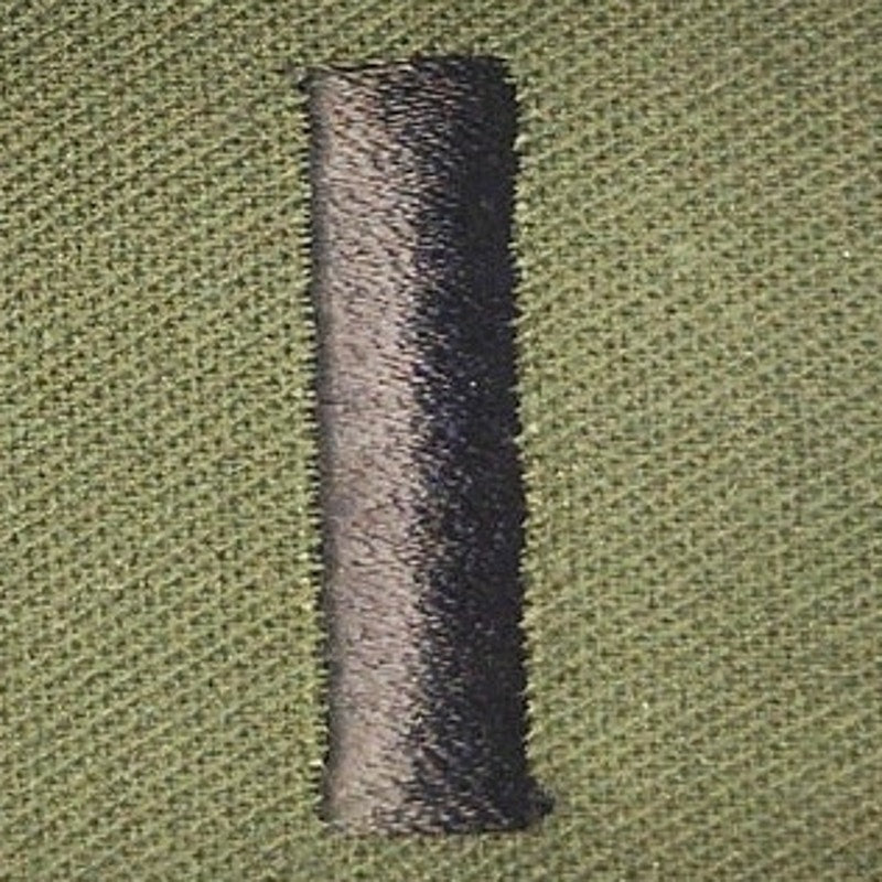 US Army 1st Lieutenant Rank Patch Strip – ODG Black Sew-On Folded Twill