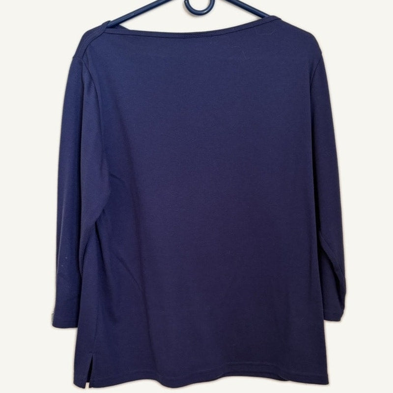Drapers & Damon's Women's Navy Long Sleeve Boat Neck Top Size L