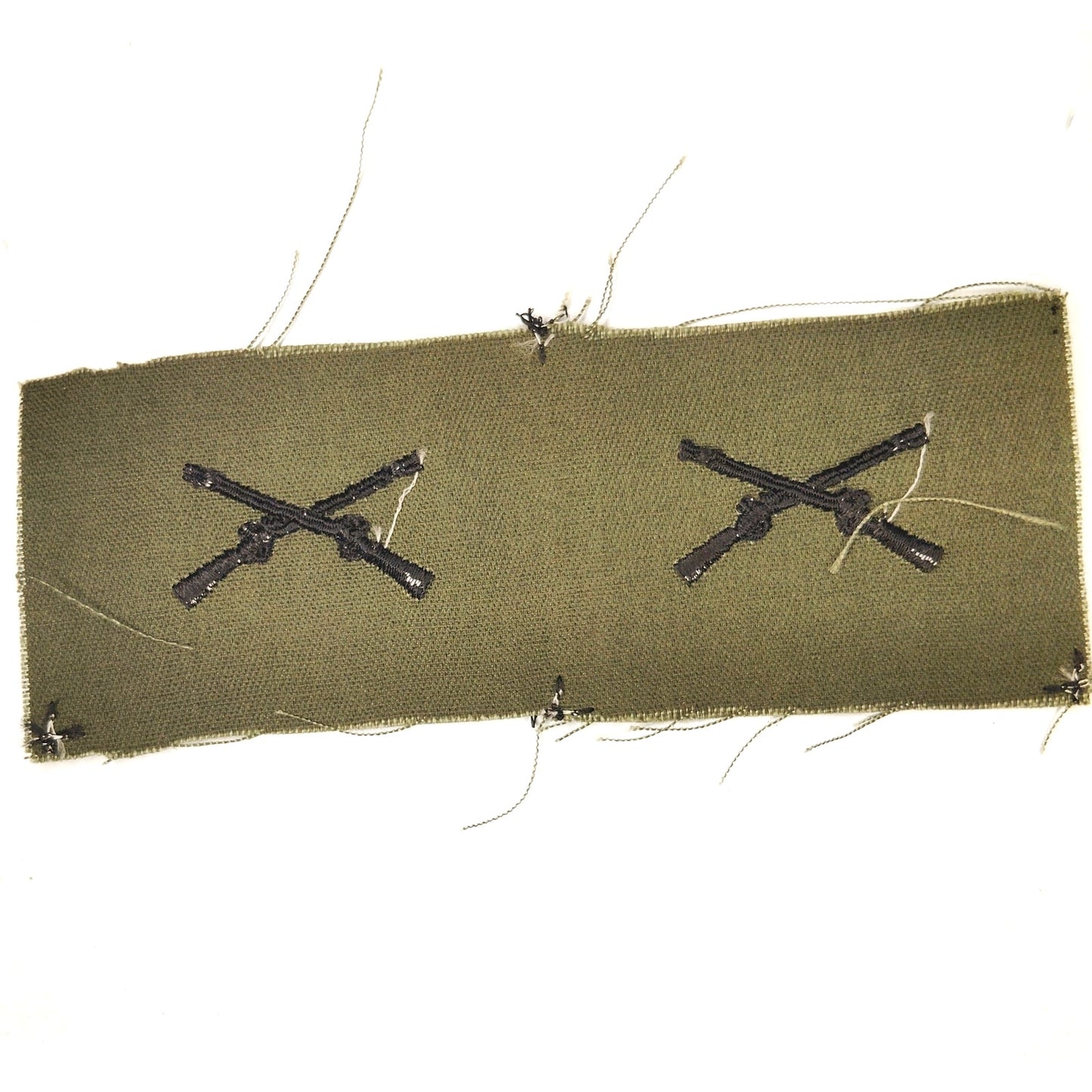 US Army Infantry Branch Patch Pair Subdued ODG 5‑3/4" × 2" BDU Sew‑On Vintage
