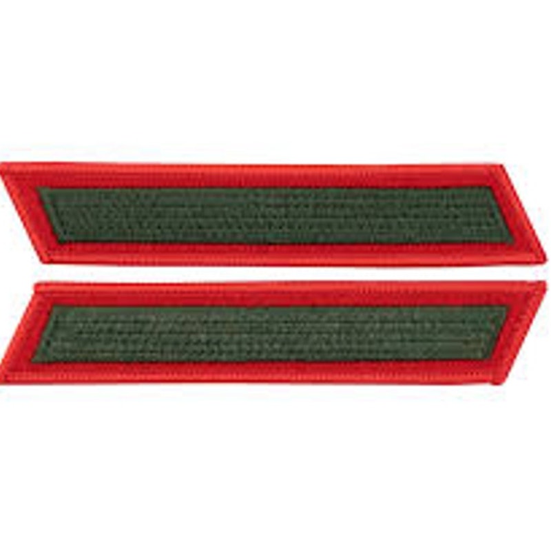 USMC Green on Red Service Stripe Patches – 4" × 3/4" – Pair