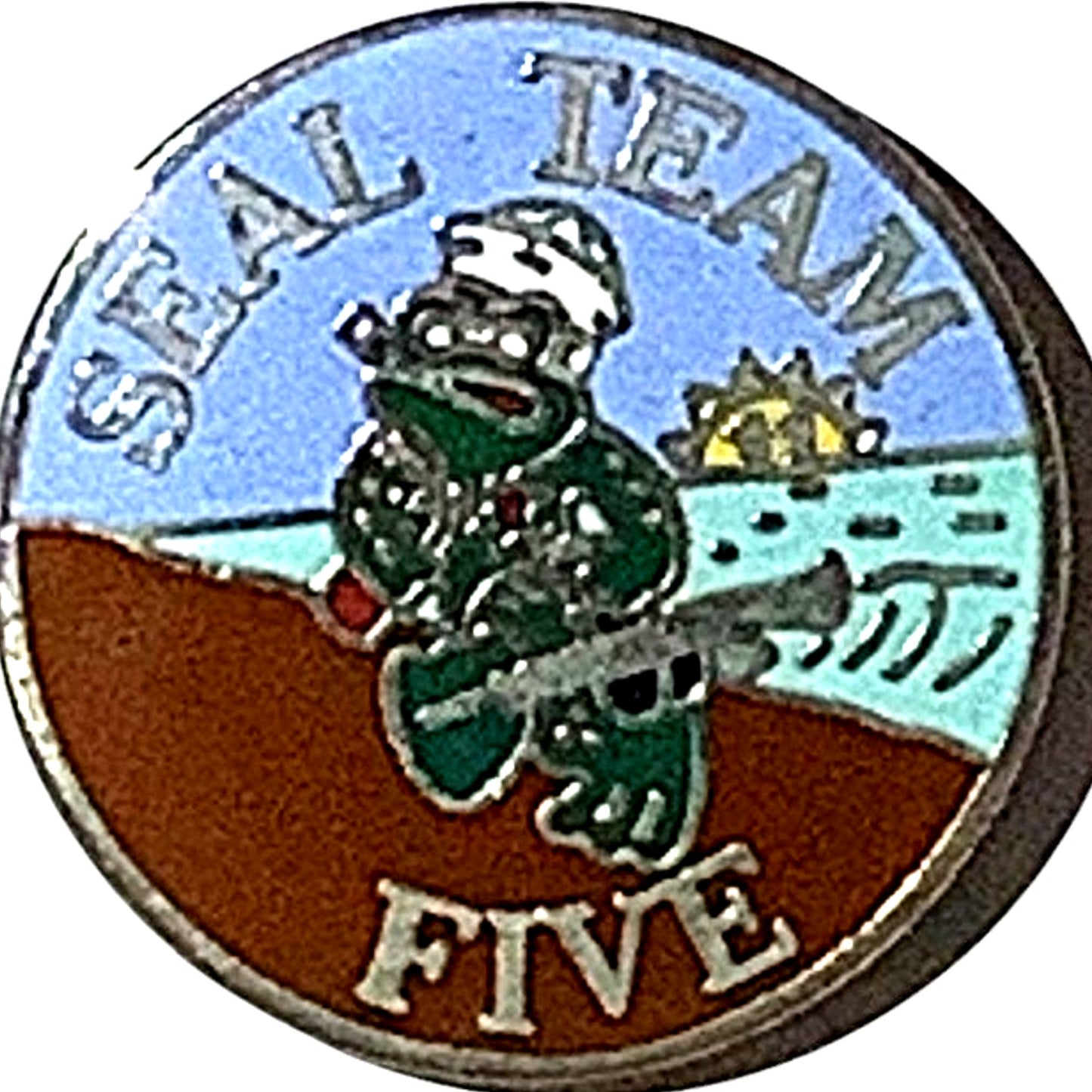 U.S. Navy Seal Team Five Frog Lapel / Hat Pin 1"D