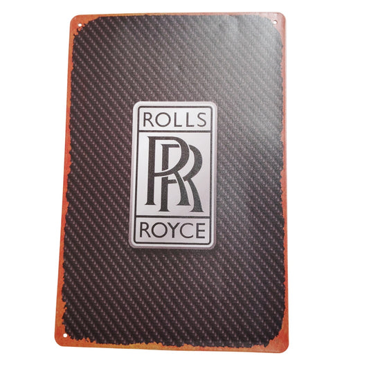 Rolls Royce 12x8 Retro Tin Sign, Classic Logo Wall Art, Vintage Automotive Décor