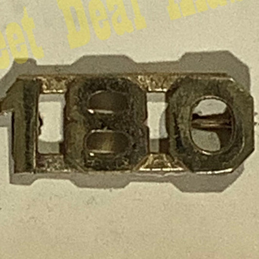 Early/Mid 1900s Brass C-Clasp Number "180" Collar Device 3/8"H Hat / Lapel Pin