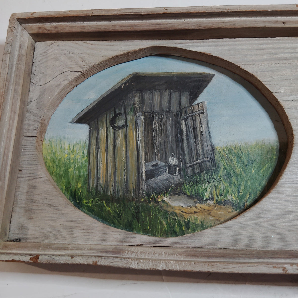 Handmade Wood Outhouse Sign 24x10 Painted Rustic Folk Art Primitive Decor