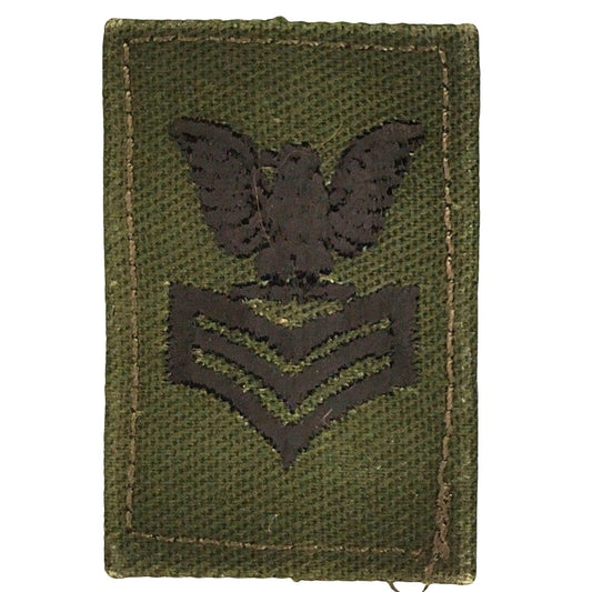 US Navy PO1 E‑6 Subdued Green Rating Device Patch 1‑3/4" × 1‑1/8" Sew‑On