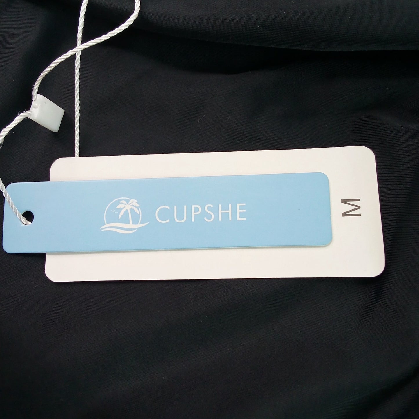 Cupshe Black One Piece Swimsuit Women’s Medium Ruched V Neck Classic Swimwear