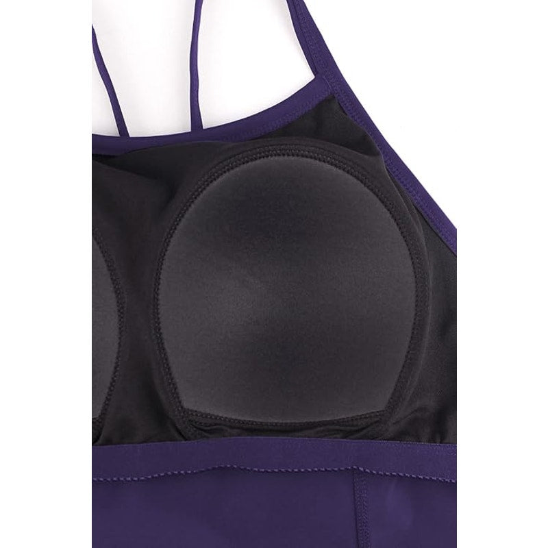 JINXUEER Flowy Crossback Tankini Top Modest Swimwear, Purple, Size 14, Top Only