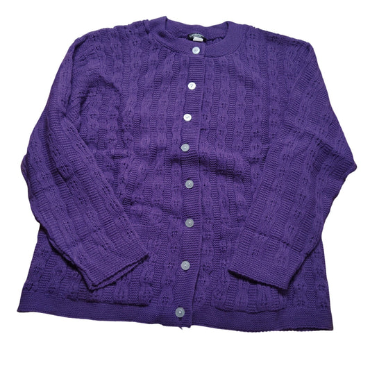 Gabriel New York Dark Purple Button‑Down Sweater 100% Acrylic Size Large NEW