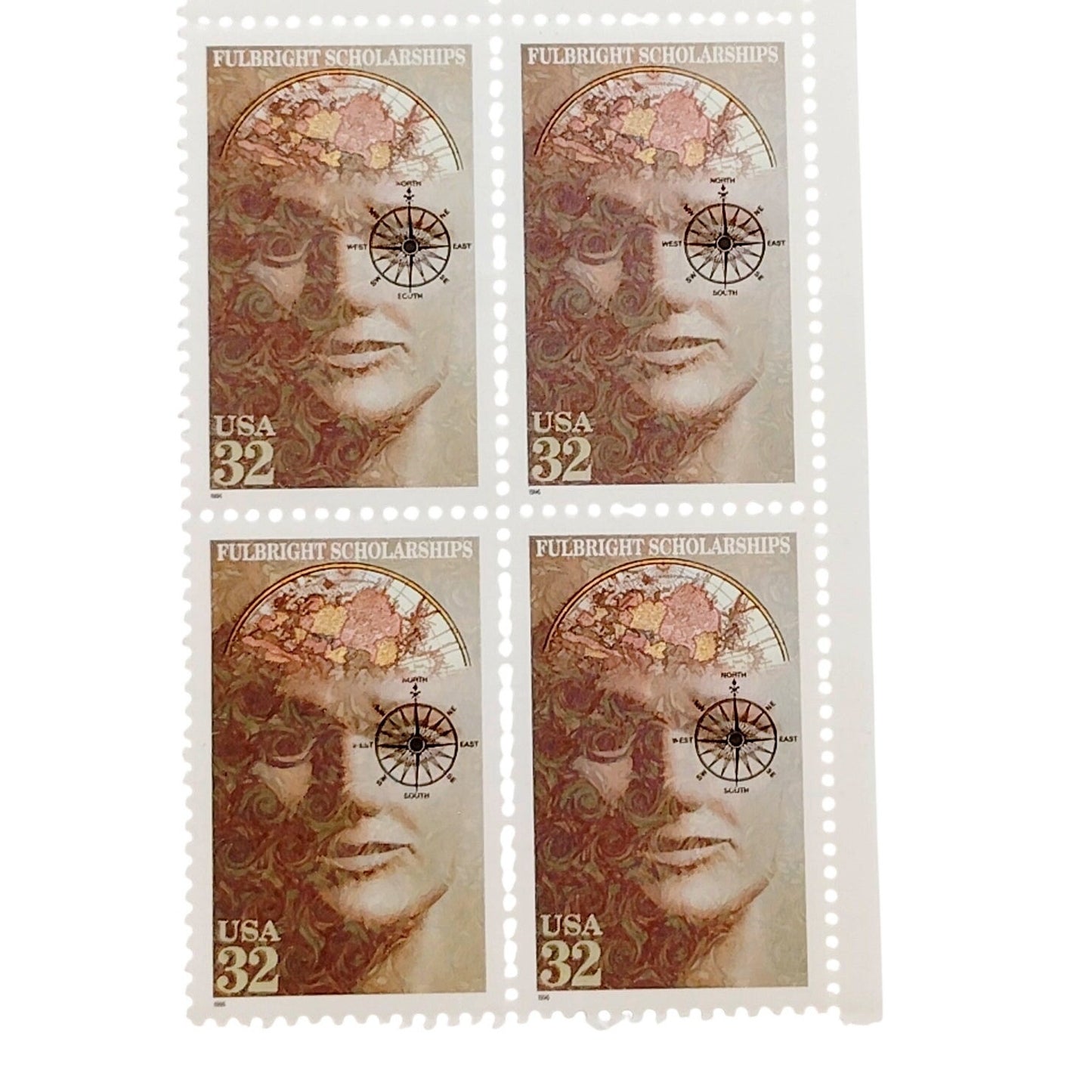 Block of 4 – 1996 USA 32¢ Fulbright Scholarships MNH Scott 3065