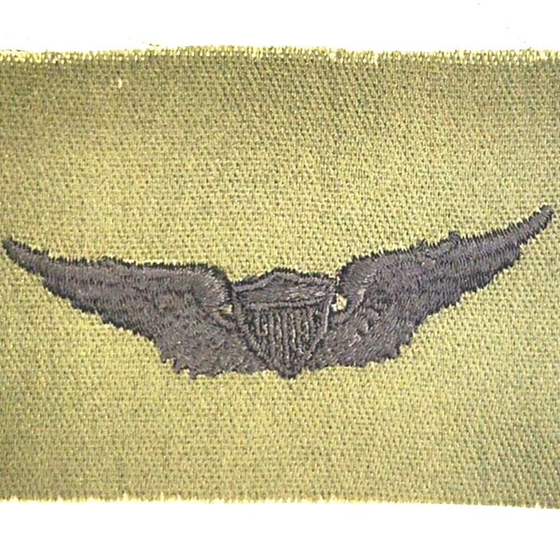 Vintage US Army Aviator Badge Patch Subdued ODG 3‑3/4" × 2" Sew‑On