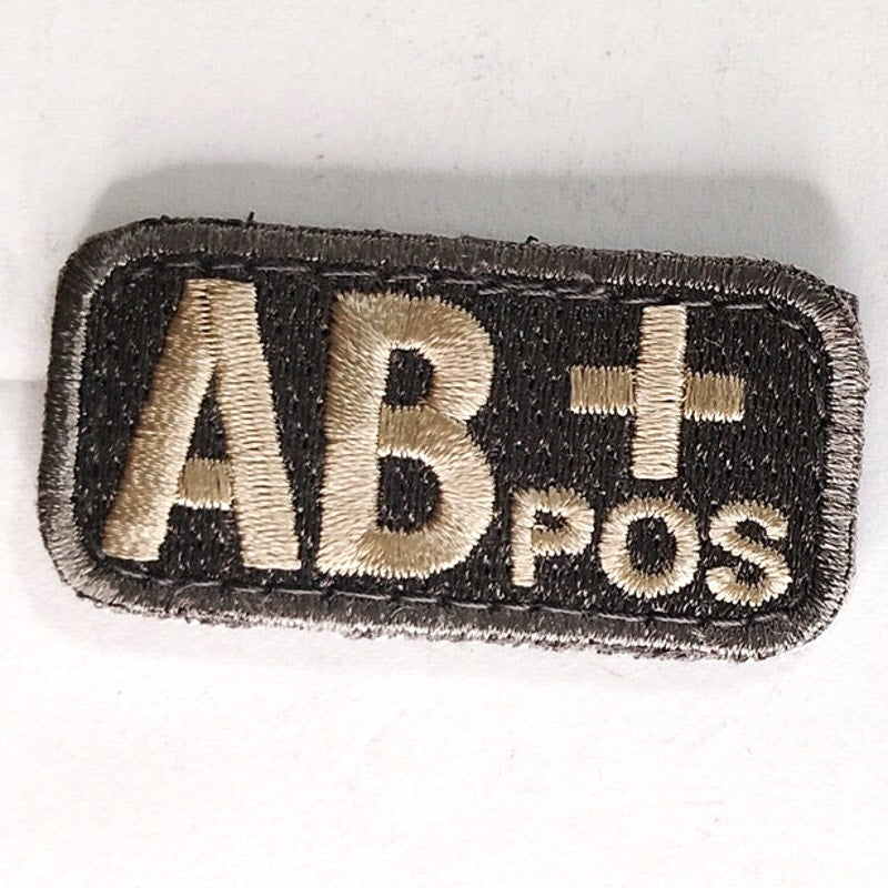 AB POS Blood Type Tactical Patch 2" × 1" Hook Back, Embroidered