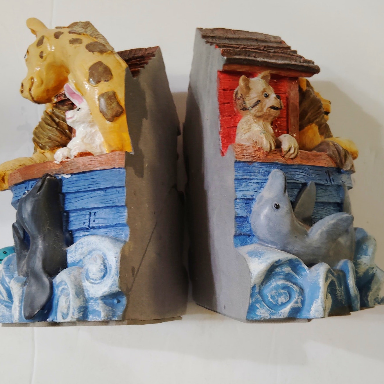 Noah's Ark Figi Graphics Heavy Animal Bookends - 1994 Collectible Nursery Decor